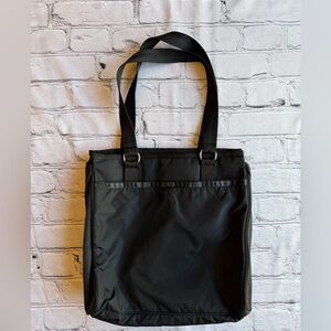 Le Sport Sac Black Tote Bag Purse Shopping Minimalist Classic City Retro Logo